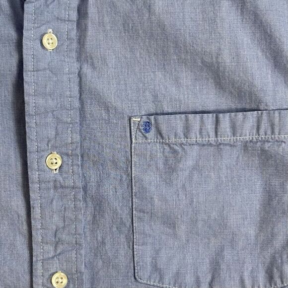 IZOD Mens Small Blue Button Up Cotton Shirt Long Sleeve Collared Pocket Logo - Picture 8 of 9